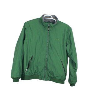 L.L.Bean Warm Up Jacket Fleece Lined Full Zipper Rain Wind Nylon Green XL